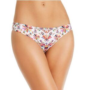 Verdelimón Tapiz Printed Swim Bottoms Cheeky Low Rise White Pink Women Medium